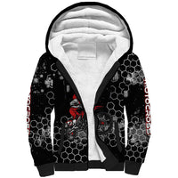Custom Motocross Dirt Bike Sherpa Hoodie with Red Rider and Honeycomb Grunge Design - Wonder Print Shop