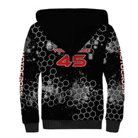 Custom Motocross Dirt Bike Sherpa Hoodie with Red Rider and Honeycomb Grunge Design - Wonder Print Shop