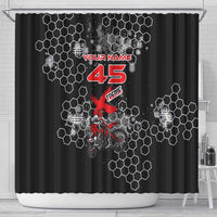 Custom Motocross Dirt Bike Shower Curtain with Red Rider and Honeycomb Grunge Design - Wonder Print Shop