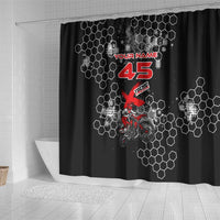 Custom Motocross Dirt Bike Shower Curtain with Red Rider and Honeycomb Grunge Design - Wonder Print Shop