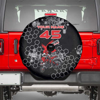 Custom Motocross Dirt Bike Spare Tire Cover with Red Rider and Honeycomb Grunge Design - Wonder Print Shop