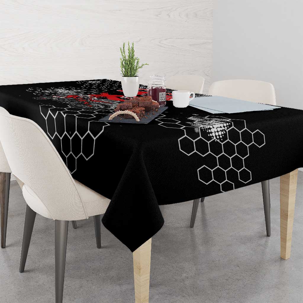 Custom Motocross Dirt Bike Tablecloth with Red Rider and Honeycomb Grunge Design - Wonder Print Shop