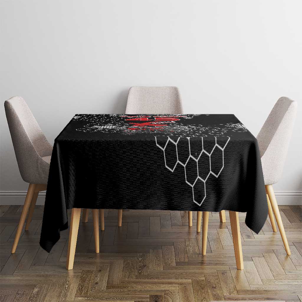 Custom Motocross Dirt Bike Tablecloth with Red Rider and Honeycomb Grunge Design - Wonder Print Shop