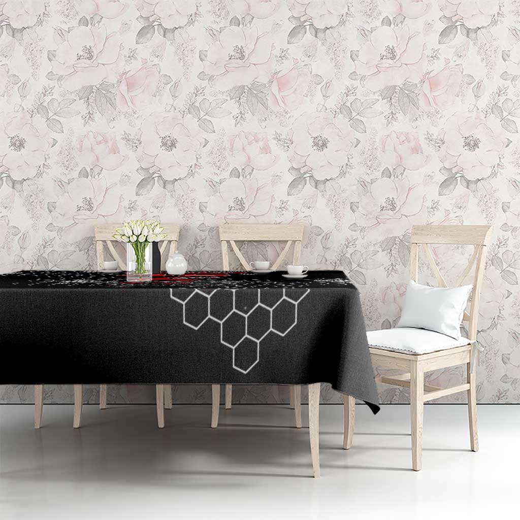 Custom Motocross Dirt Bike Tablecloth with Red Rider and Honeycomb Grunge Design - Wonder Print Shop