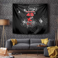 Custom Motocross Dirt Bike Tapestry with Red Rider and Honeycomb Grunge Design - Wonder Print Shop