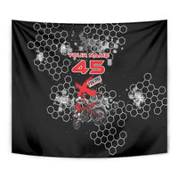 Custom Motocross Dirt Bike Tapestry with Red Rider and Honeycomb Grunge Design - Wonder Print Shop