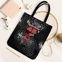 Custom Motocross Dirt Bike Tote Bag with Red Rider and Honeycomb Grunge Design - Wonder Print Shop