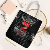 Custom Motocross Dirt Bike Tote Bag with Red Rider and Honeycomb Grunge Design - Wonder Print Shop