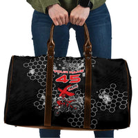 Custom Motocross Dirt Bike Travel Bag with Red Rider and Honeycomb Grunge Design - Wonder Print Shop