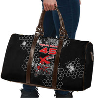 Custom Motocross Dirt Bike Travel Bag with Red Rider and Honeycomb Grunge Design - Wonder Print Shop