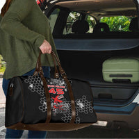 Custom Motocross Dirt Bike Travel Bag with Red Rider and Honeycomb Grunge Design - Wonder Print Shop