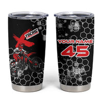 Custom Motocross Dirt Bike Tumbler Cup with Red Rider and Honeycomb Grunge Design - Wonder Print Shop