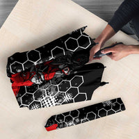 Custom Motocross Dirt Bike Umbrella with Red Rider and Honeycomb Grunge Design - Wonder Print Shop