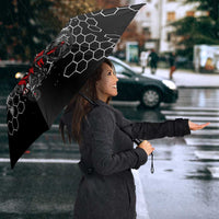 Custom Motocross Dirt Bike Umbrella with Red Rider and Honeycomb Grunge Design - Wonder Print Shop