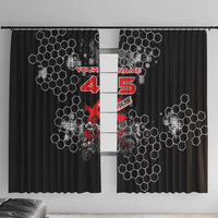 Custom Motocross Dirt Bike Window Curtain with Red Rider and Honeycomb Grunge Design - Wonder Print Shop