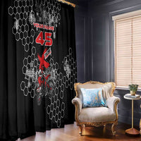 Custom Motocross Dirt Bike Window Curtain with Red Rider and Honeycomb Grunge Design - Wonder Print Shop