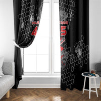 Custom Motocross Dirt Bike Window Curtain with Red Rider and Honeycomb Grunge Design - Wonder Print Shop