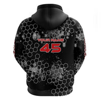 Custom Motocross Dirt Bike Zip Hoodie with Red Rider and Honeycomb Grunge Design - Wonder Print Shop