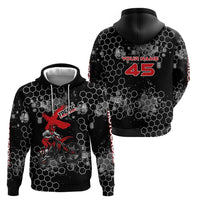 Custom Motocross Dirt Bike Zip Hoodie with Red Rider and Honeycomb Grunge Design - Wonder Print Shop