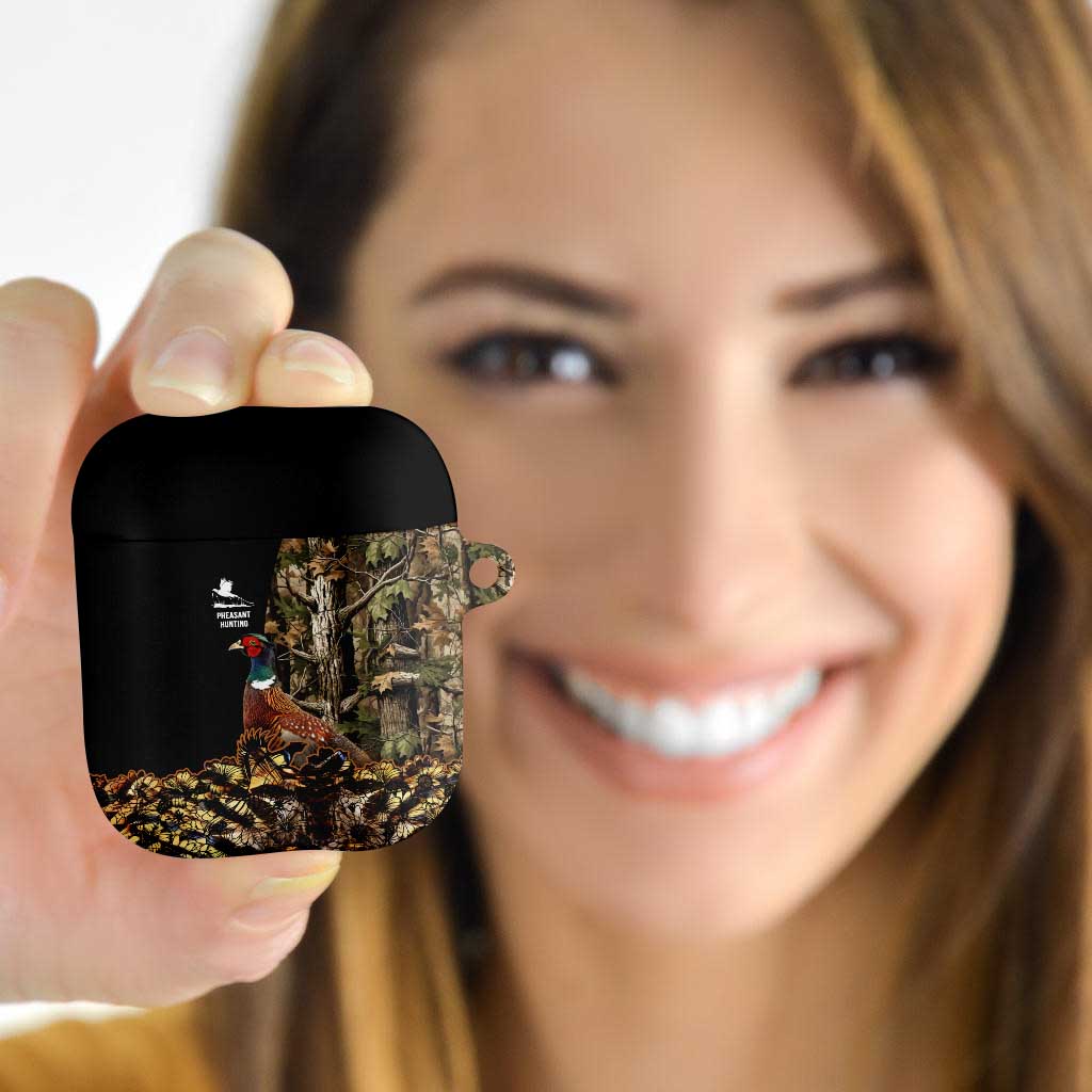 Pheasant Hunting AirPods Case with Woodland Forest Scene and Autumn Foliage Pattern - Wonder Print Shop