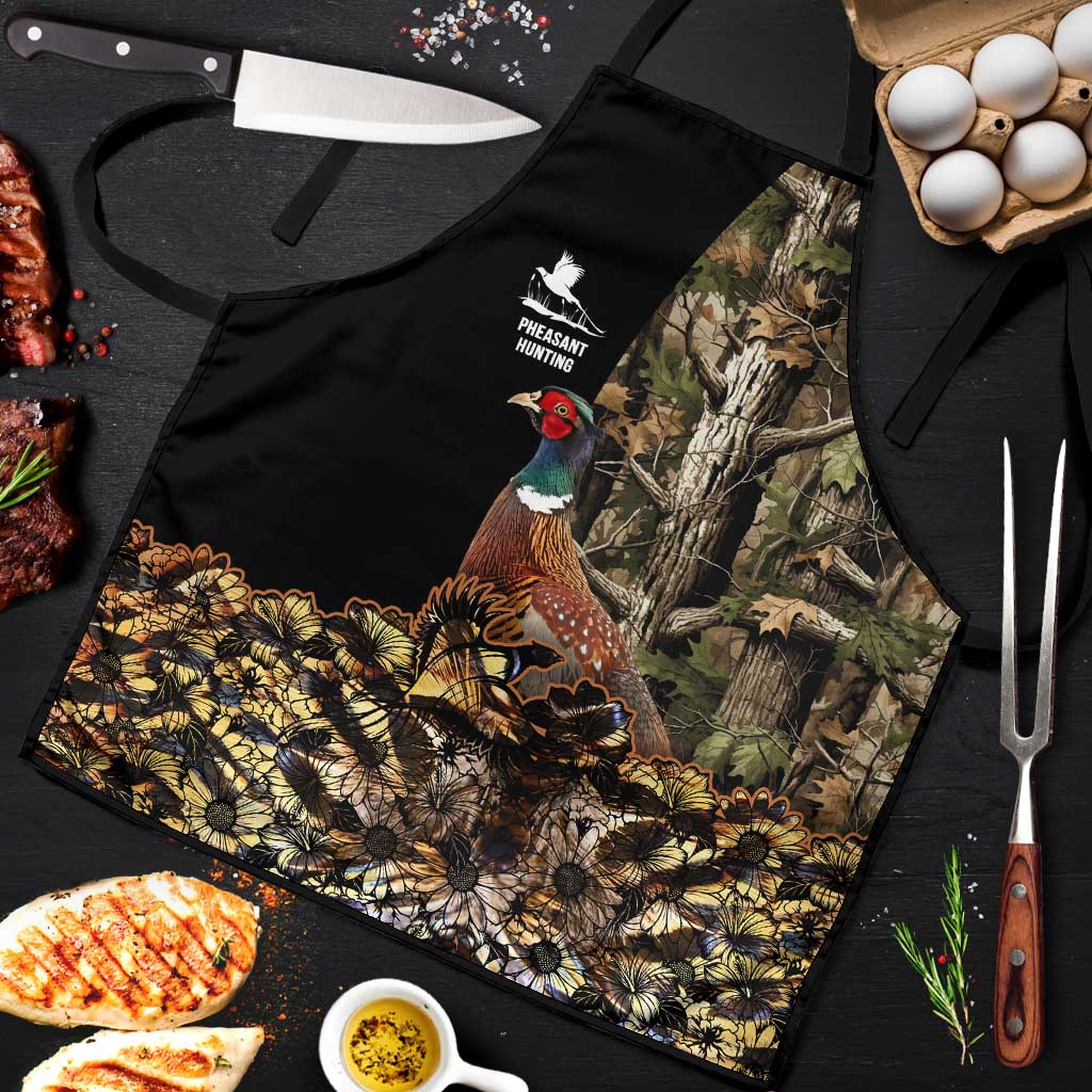 Pheasant Hunting Apron with Woodland Forest Scene and Autumn Foliage Pattern - Wonder Print Shop