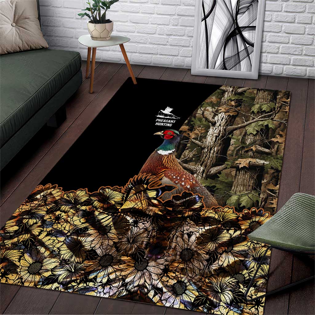 Pheasant Hunting Area Rug with Woodland Forest Scene and Autumn Foliage Pattern - Wonder Print Shop