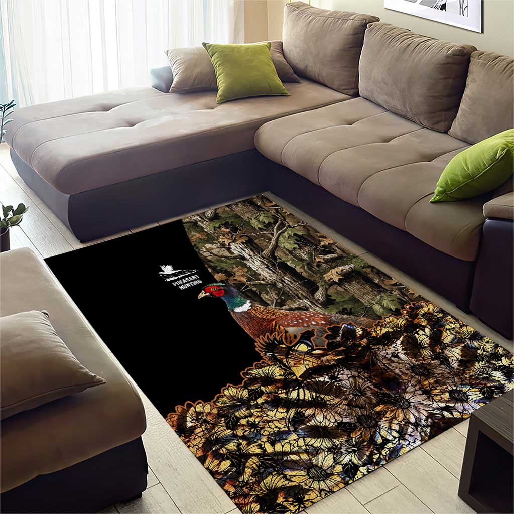 Pheasant Hunting Area Rug with Woodland Forest Scene and Autumn Foliage Pattern - Wonder Print Shop