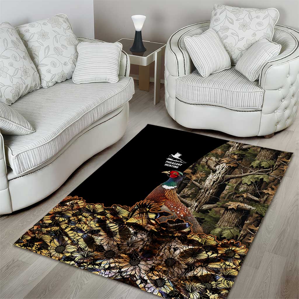 Pheasant Hunting Area Rug with Woodland Forest Scene and Autumn Foliage Pattern - Wonder Print Shop