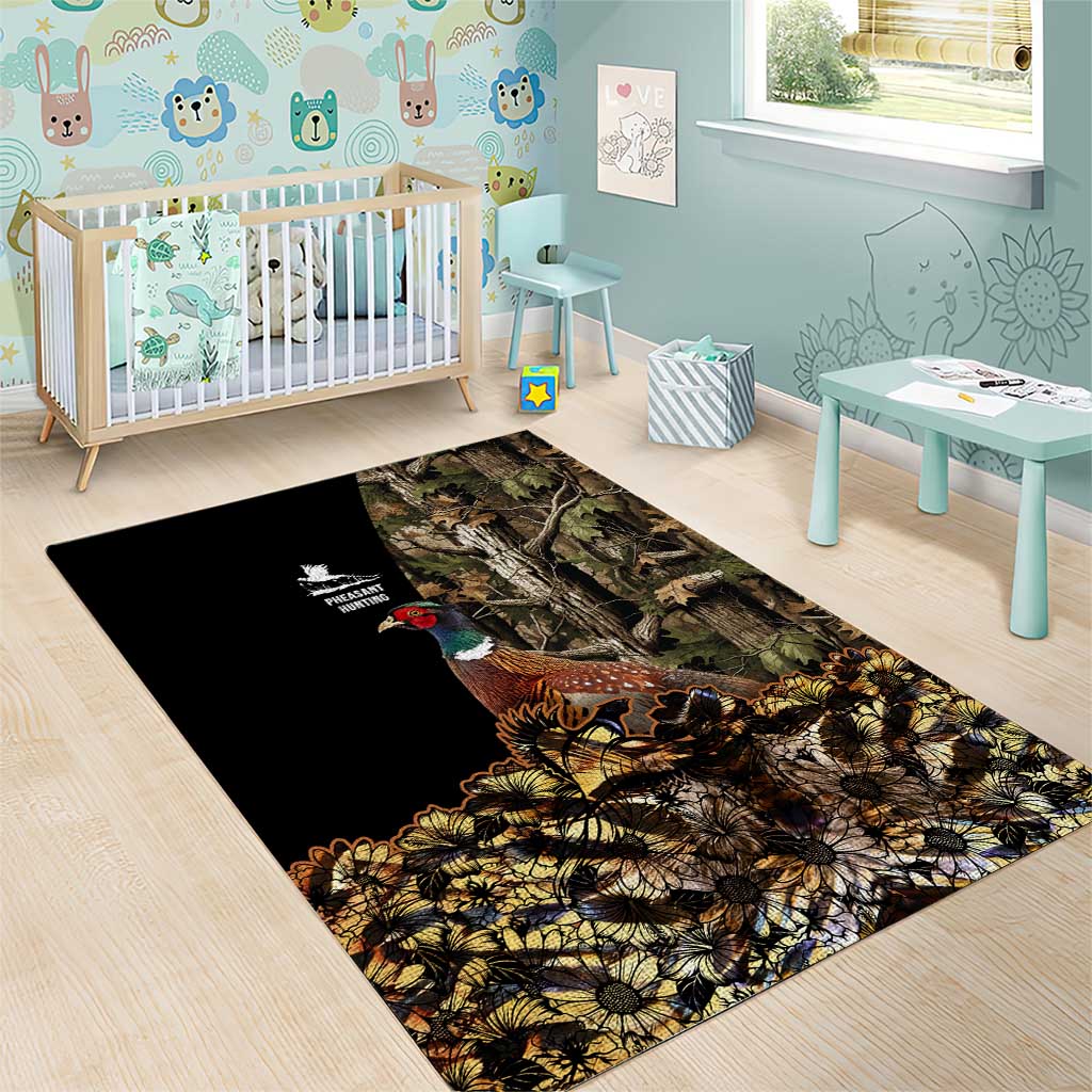 Pheasant Hunting Area Rug with Woodland Forest Scene and Autumn Foliage Pattern - Wonder Print Shop