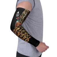 Custom Pheasant Hunting Arm Sleeves with Woodland Forest Scene and Autumn Foliage Pattern - Wonder Print Shop