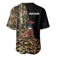 Custom Pheasant Hunting Baseball Jersey with Woodland Forest Scene and Autumn Foliage Pattern - Wonder Print Shop