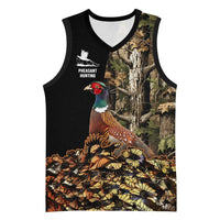 Custom Pheasant Hunting Basketball Jersey with Woodland Forest Scene and Autumn Foliage Pattern - Wonder Print Shop