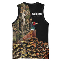 Custom Pheasant Hunting Basketball Jersey with Woodland Forest Scene and Autumn Foliage Pattern - Wonder Print Shop