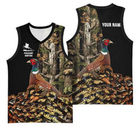 Custom Pheasant Hunting Basketball Jersey with Woodland Forest Scene and Autumn Foliage Pattern - Wonder Print Shop