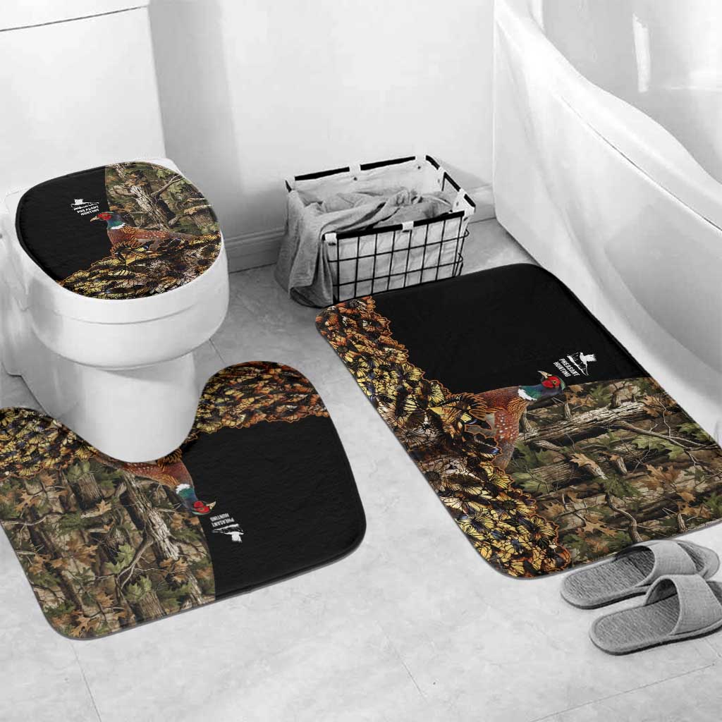 Pheasant Hunting Bathroom Set with Woodland Forest Scene and Autumn Foliage Pattern - Wonder Print Shop