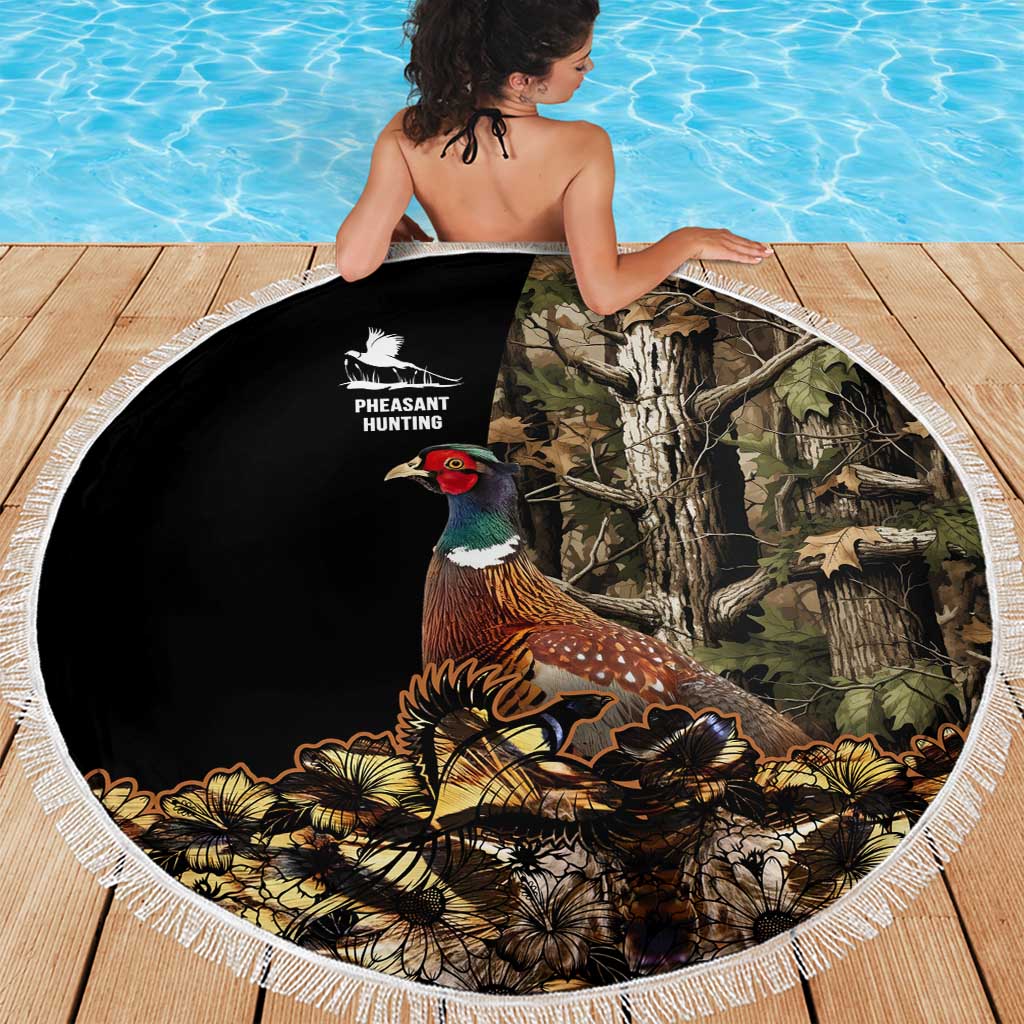 Pheasant Hunting Beach Blanket with Woodland Forest Scene and Autumn Foliage Pattern - Wonder Print Shop
