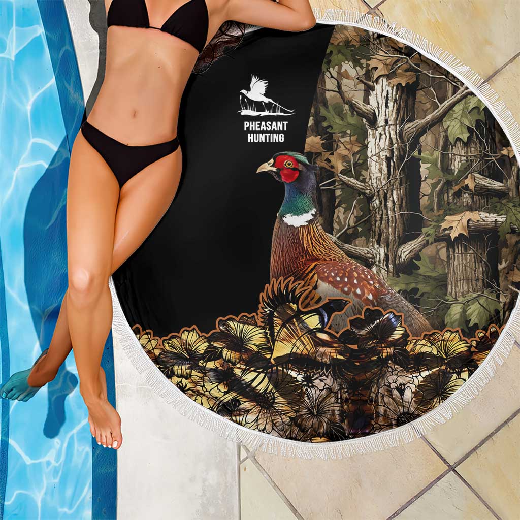 Pheasant Hunting Beach Blanket with Woodland Forest Scene and Autumn Foliage Pattern - Wonder Print Shop