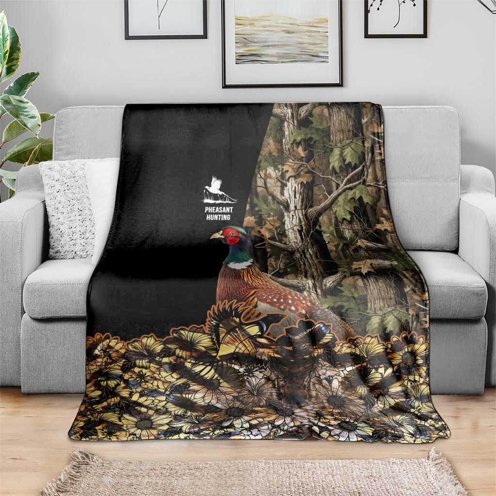 Pheasant Hunting Blanket with Woodland Forest Scene and Autumn Foliage Pattern - Wonder Print Shop
