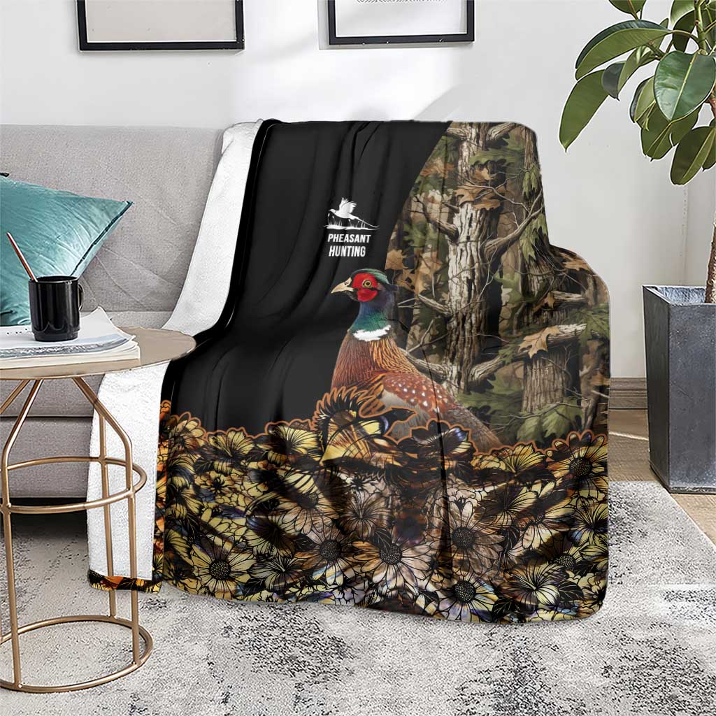 Pheasant Hunting Blanket with Woodland Forest Scene and Autumn Foliage Pattern - Wonder Print Shop