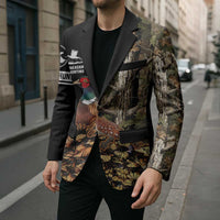 Custom Pheasant Hunting Blazer with Woodland Forest Scene and Autumn Foliage Pattern - Wonder Print Shop