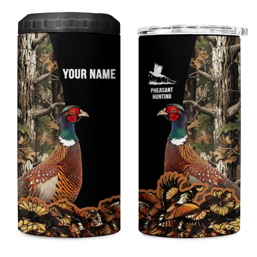 Custom Pheasant Hunting 4 in 1 Can Cooler Tumbler with Woodland Forest Scene and Autumn Foliage Pattern - Wonder Print Shop