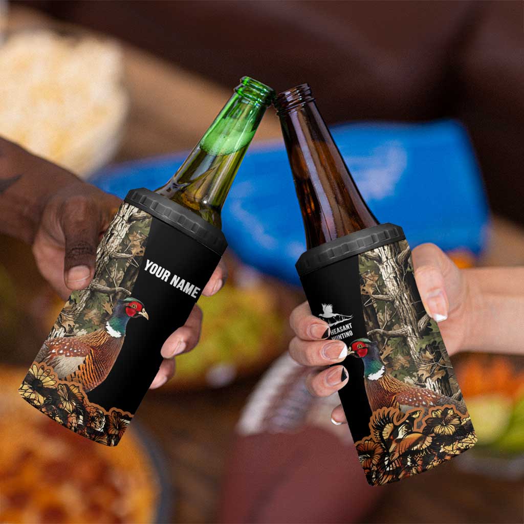 Custom Pheasant Hunting 4 in 1 Can Cooler Tumbler with Woodland Forest Scene and Autumn Foliage Pattern - Wonder Print Shop