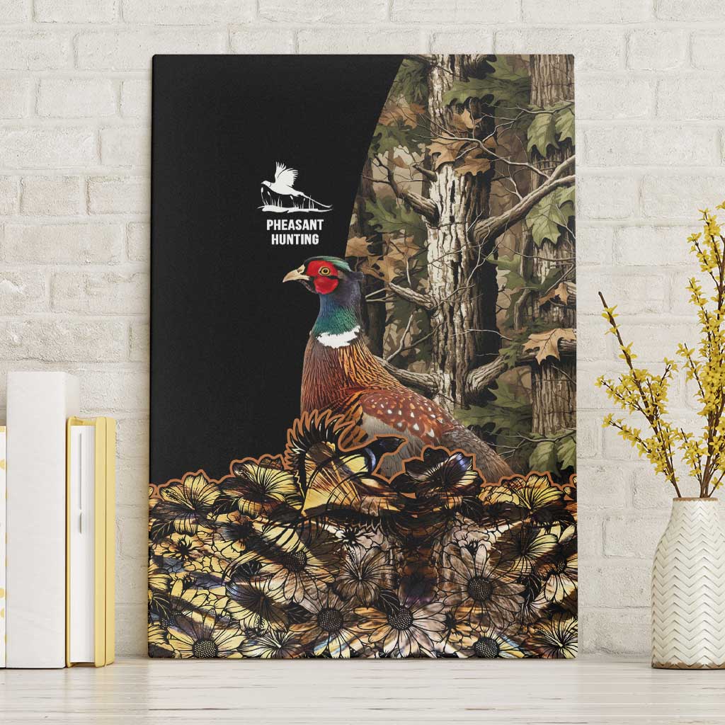 Pheasant Hunting Canvas Wall Art with Woodland Forest Scene and Autumn Foliage Pattern - Wonder Print Shop