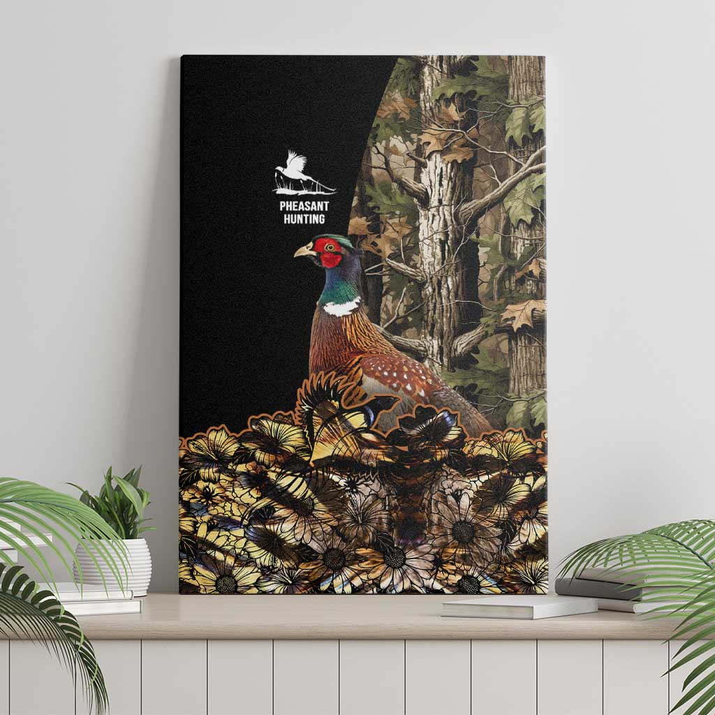 Pheasant Hunting Canvas Wall Art with Woodland Forest Scene and Autumn Foliage Pattern - Wonder Print Shop