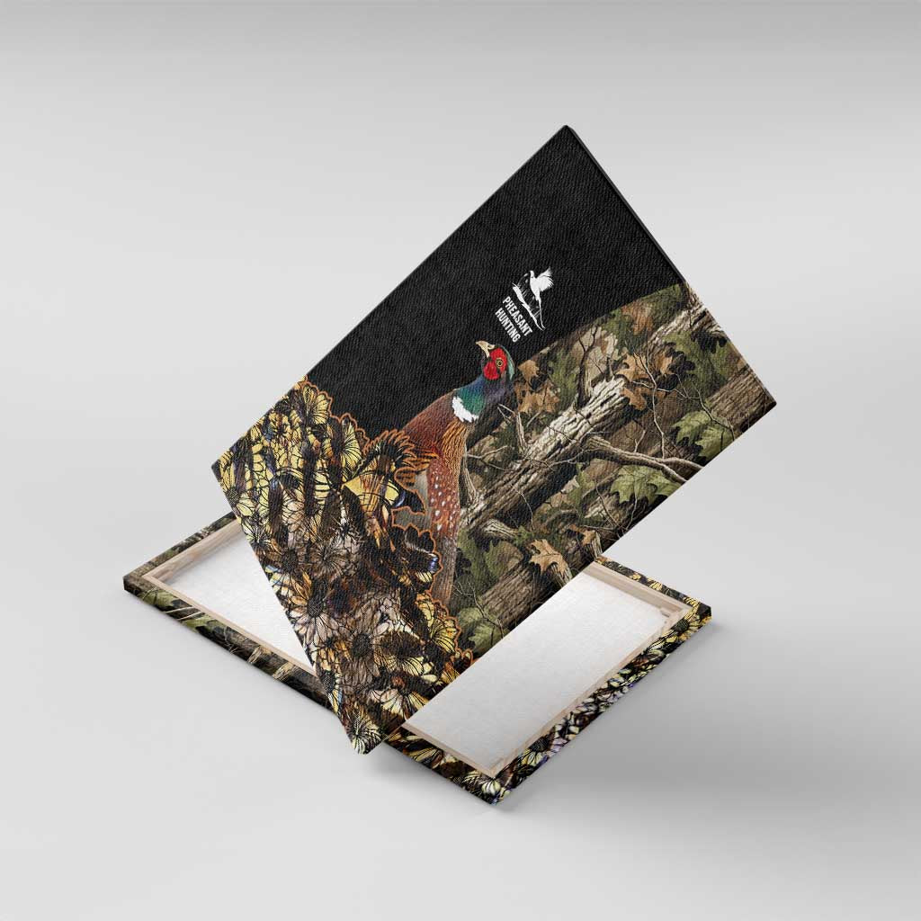 Pheasant Hunting Canvas Wall Art with Woodland Forest Scene and Autumn Foliage Pattern - Wonder Print Shop