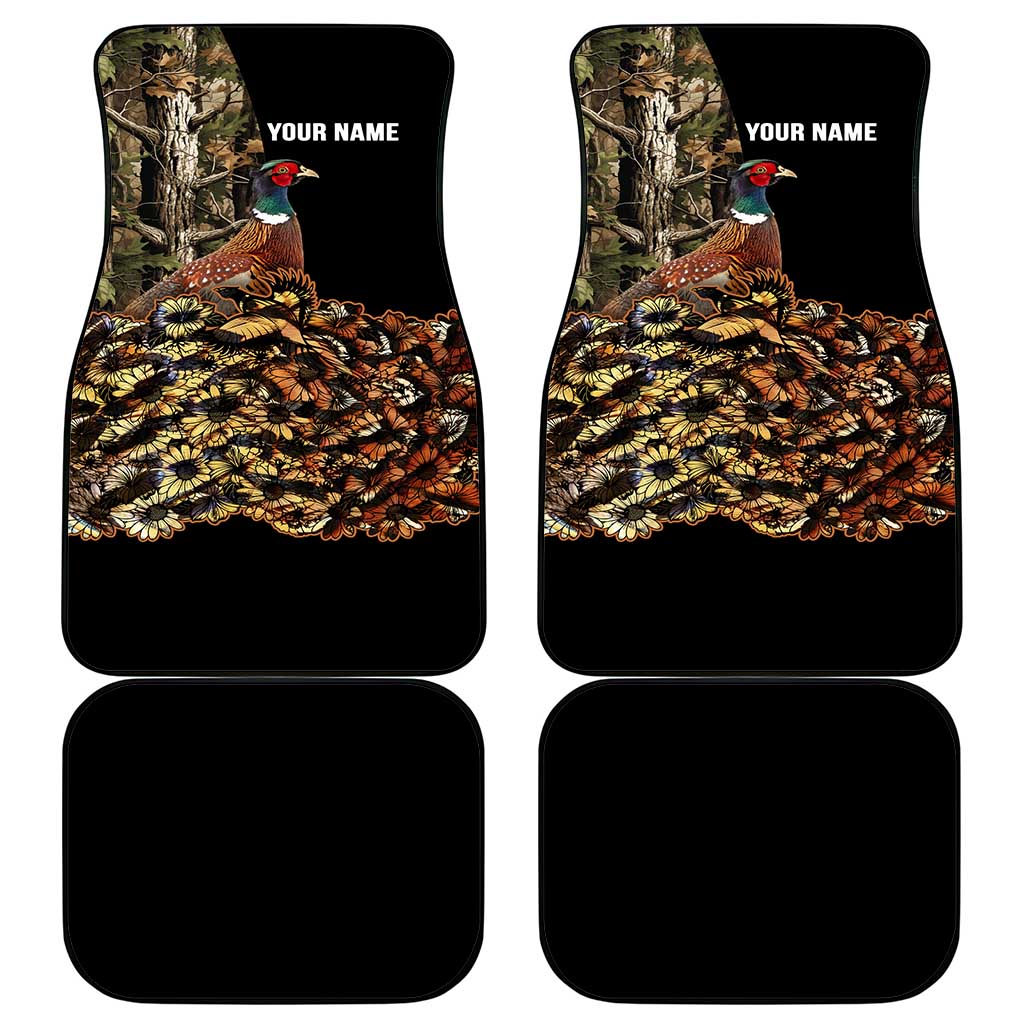 Custom Pheasant Hunting Car Mats with Woodland Forest Scene and Autumn Foliage Pattern - Wonder Print Shop