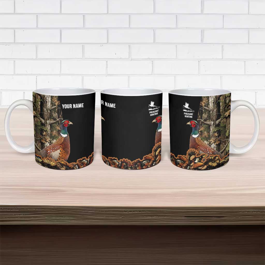 Custom Pheasant Hunting Ceramic Mug with Woodland Forest Scene and Autumn Foliage Pattern - Wonder Print Shop