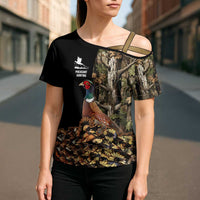 Custom Pheasant Hunting Cross Shoulder Shirt with Woodland Forest Scene and Autumn Foliage Pattern - Wonder Print Shop
