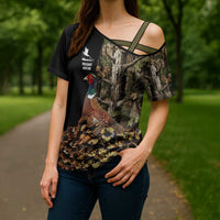 Custom Pheasant Hunting Cross Shoulder Shirt with Woodland Forest Scene and Autumn Foliage Pattern - Wonder Print Shop