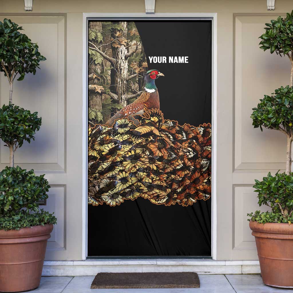 Custom Pheasant Hunting Door Cover with Woodland Forest Scene and Autumn Foliage Pattern - Wonder Print Shop